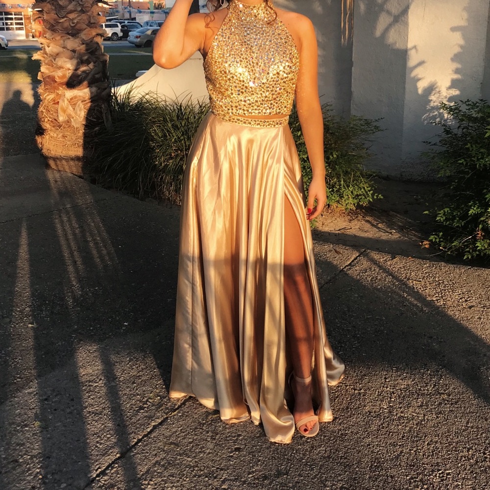 2 piece gold Sherri Hill